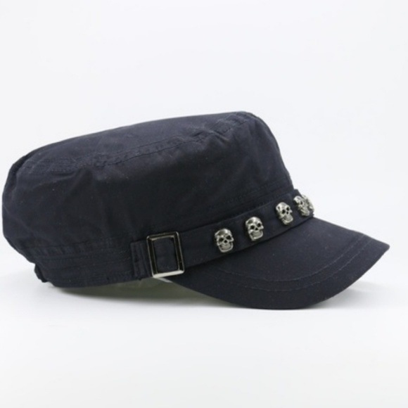 1 LEFT FLAT SKULL HAT BLACK - Picture 2 of 8